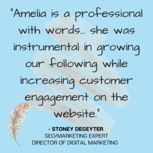Stoney deGeyter recommends Amelia’s social media services as a social media marketer.